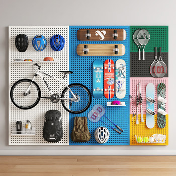 Perforated board storage rack custom wall partition wall hanging metal hanging board outdoor equipment cycling storage display shelf