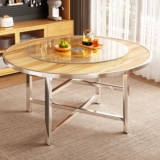 Большой круглый стол из цельного дерева, обеденный стол для домашнего использования на 10 человек, обедающих с круглым столом в отеле, простой круглый стол с поворотным столом, круглой панелью