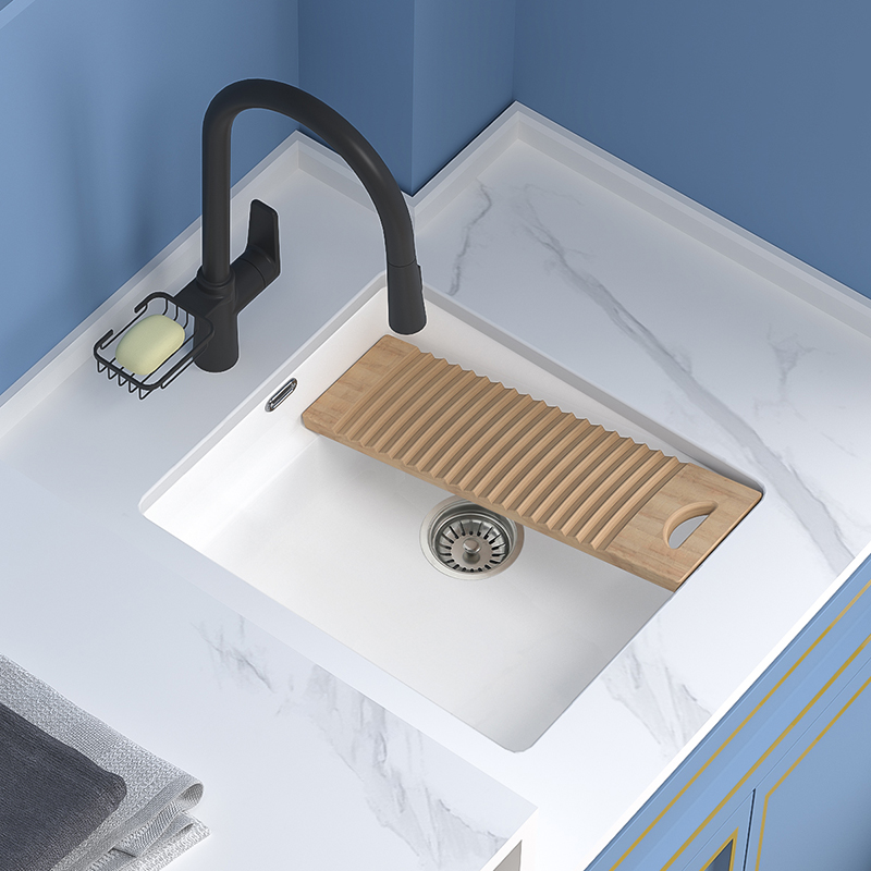 Balcony Ceramic Wash Basin the basin embedded washbasin with washboard to deepen the sink small size