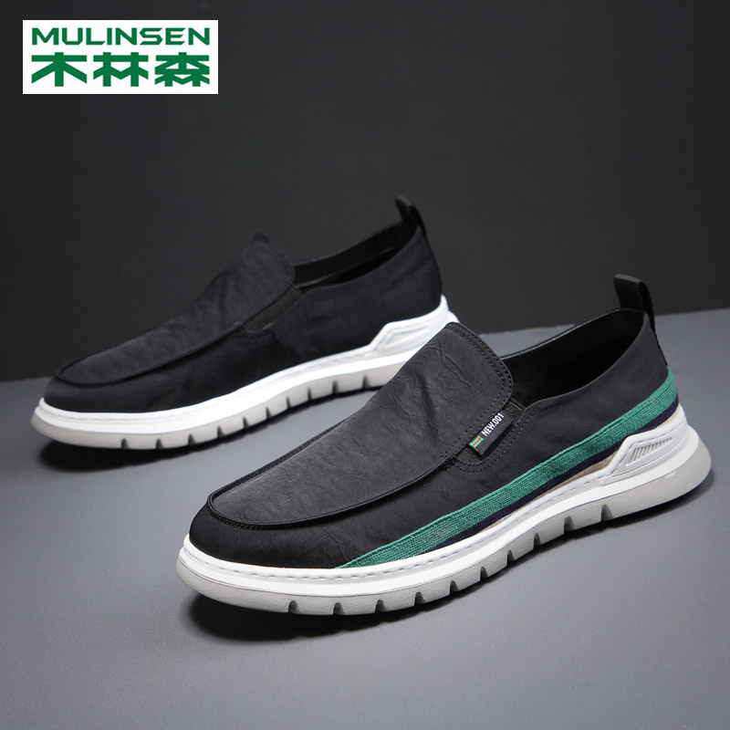 Wood Linson Cloth Shoes Men's Shoes A Foot Pedal 2021 Spring New Tide Soft-bottom Waterproof Summer Casual Sap Shoes Men