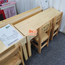 Kindergarten childrens solid wood reading desks and chairs library reading table bookstore special white desk and chair set