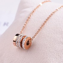 Japanese and Korean version of simple fashion rose gold titanium steel necklace female net red does not fade Tisco clavicle chain hanging accessories