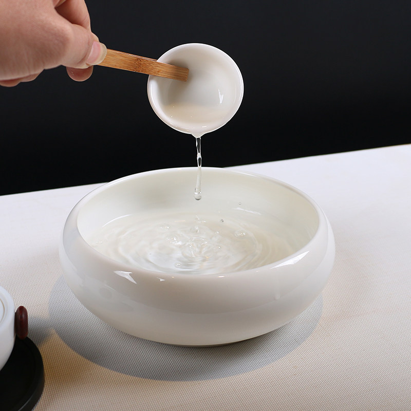 Guanzao Handmade Dehua White Porcelain Tea Wash Kung Fu Tea Set Household Tea Cup Wash Large Water Bowl Wash Tea Ceremony Accessories