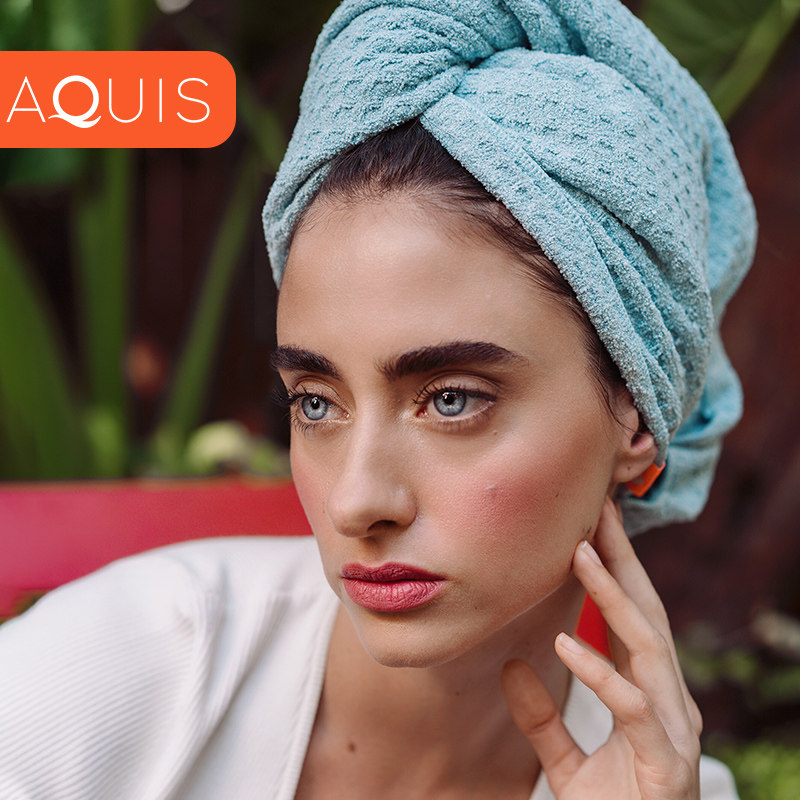 (Q powder exclusive)AQUIS American black technology dry hair cap female super absorbent quick-drying Waffle thickened towel