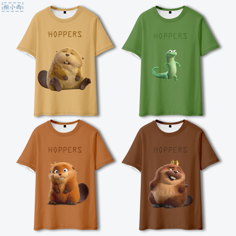 Beaver Transformation Plan T-Shirt Clothing Anime Hoppers Merchandise Meibao Tom Cartoon Cute Summer Short-Sleeve
