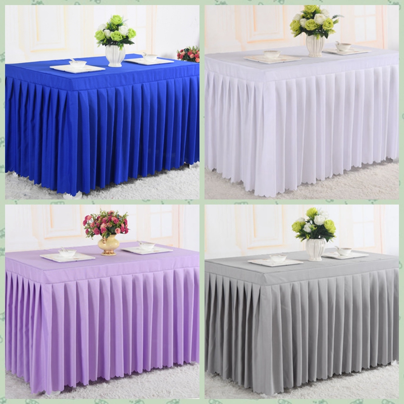 Custom Hotel Wedding Party Conference Square Table Western Dining Exhibition Strip Sign To Bench Skirt Rectangular Table Cloth Table Skirt Cover