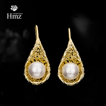 France HMZ Pearl Earrings Woman Temperament Net Red Light Extravagant design Sensation Ear Accessories 2022 New wave earrings