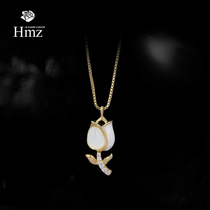 France HMZ Tulip Necklace Woman Summer Advanced Sensation Pendant 2022 New female crowddesign Sensation Lock Bone Chain