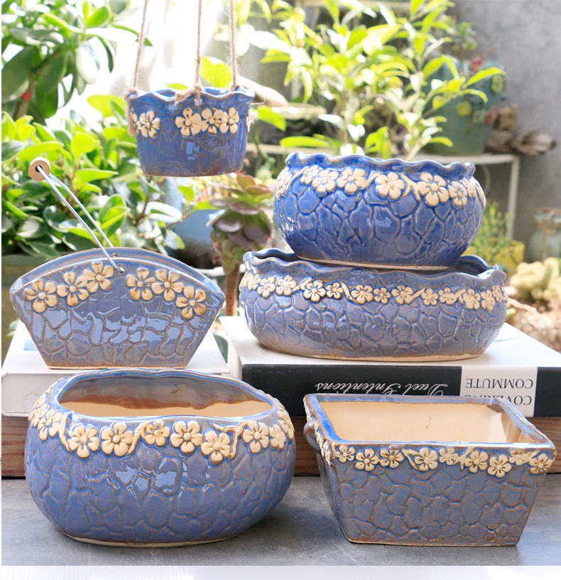 Fleshy flowerpot clearance stoneware size individuality creative contracted green meat meat home flower pot in Korean