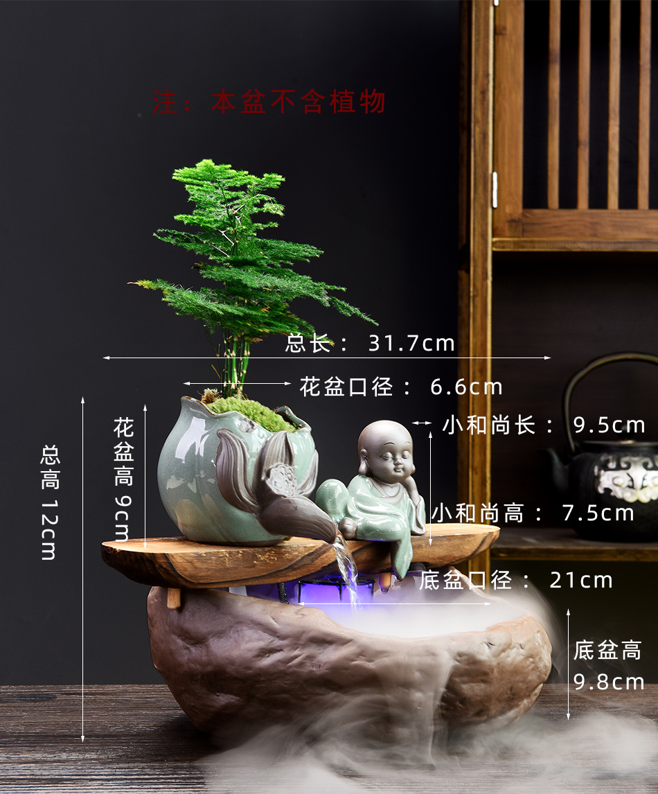 New Chinese style water flower implement creative zen home desktop furnishing articles large Chinese wind miniascape ceramic hydroponic flower pot