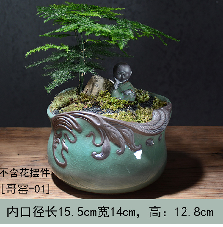 King elder brother up with ceramic flowerpot more meat contracted creative household clearance wind large diameter fleshy green, the plants in China