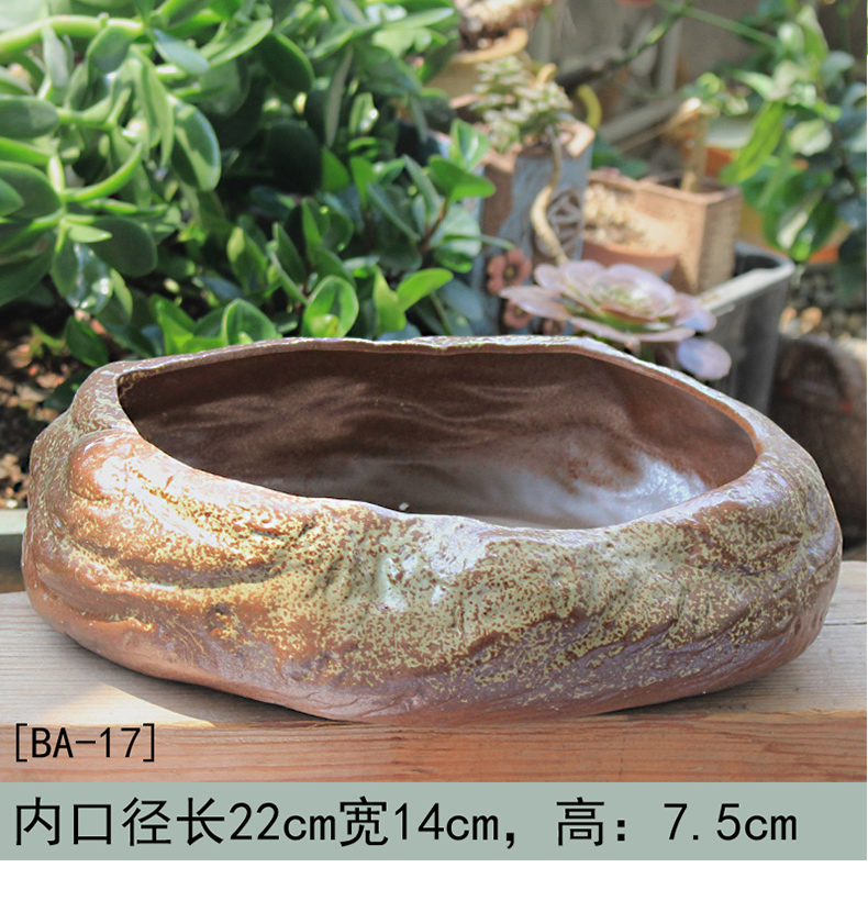 Ceramic flowerpot more meat large clearance contracted creative large - diameter meat meat platter combination of household imitation stone the plants