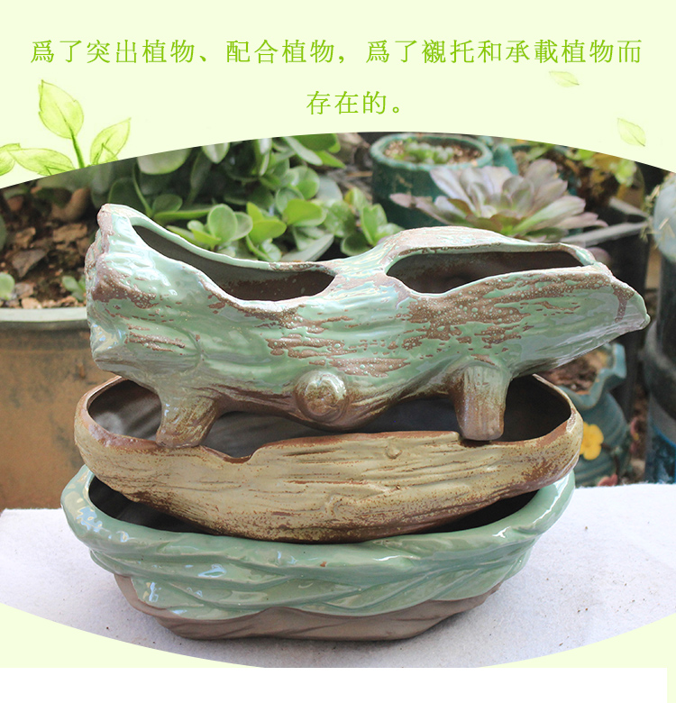 Elder brother up with ceramic flower pot Chinese wind large clearance contracted creative large - diameter more meat platter combination of household the plants