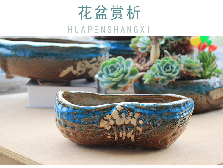 Fleshy flowerpot ceramic up large - diameter household oversized clearance coarse pottery creative meat meat plant spell on sale