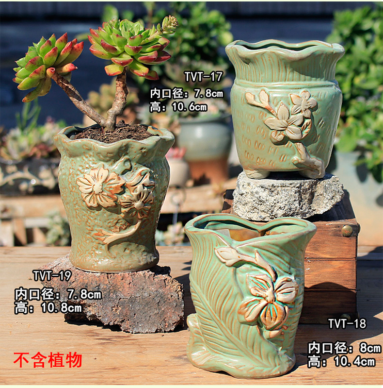 Old running the flowerpot special ceramic creative move, fleshy contracted flesh zhuang zi pottery basin of coarse pottery mage high restoring ancient ways