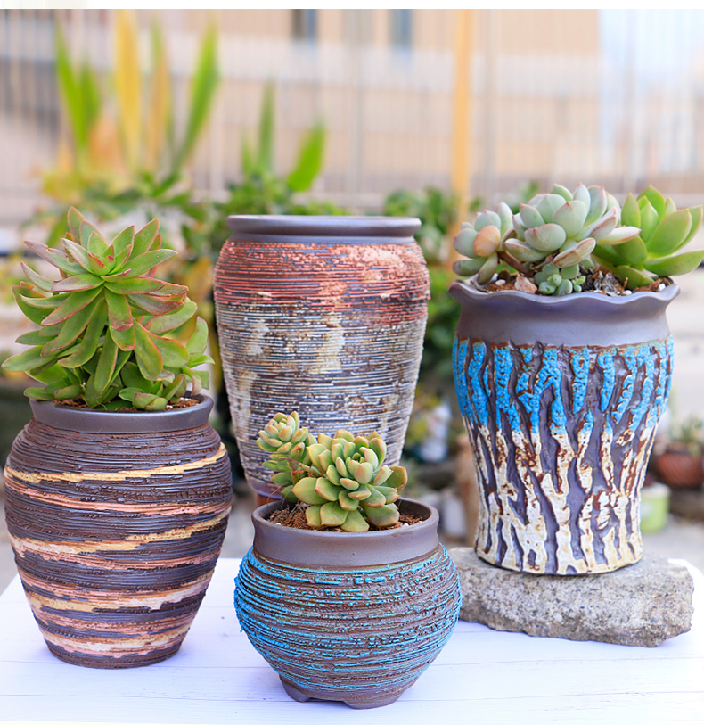 Special offer a clearance purple sand flowerpot high old running the fleshy bonsai mage potted through pockets size clay ceramic bowl