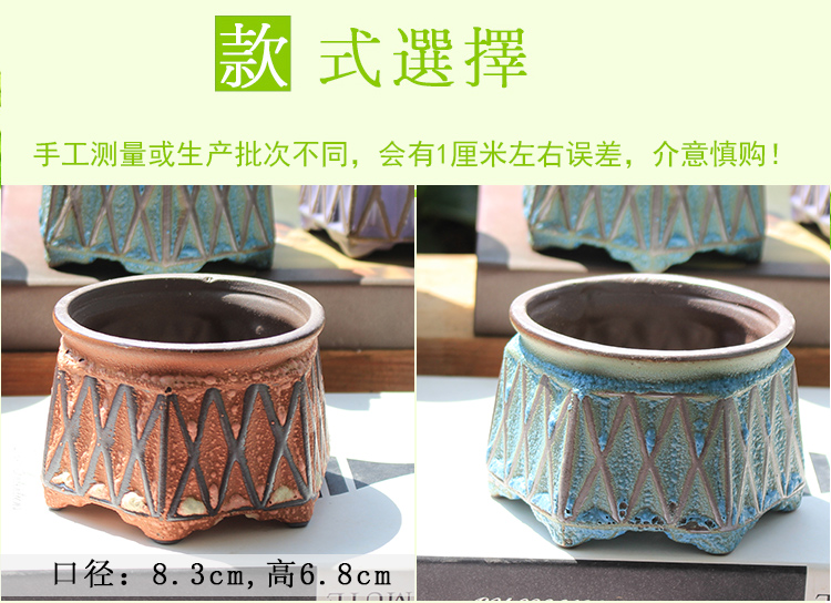 Fleshy flowerpot ceramic glaze bubbles creative interior home decoration thick clay round meat meat flower pot in move