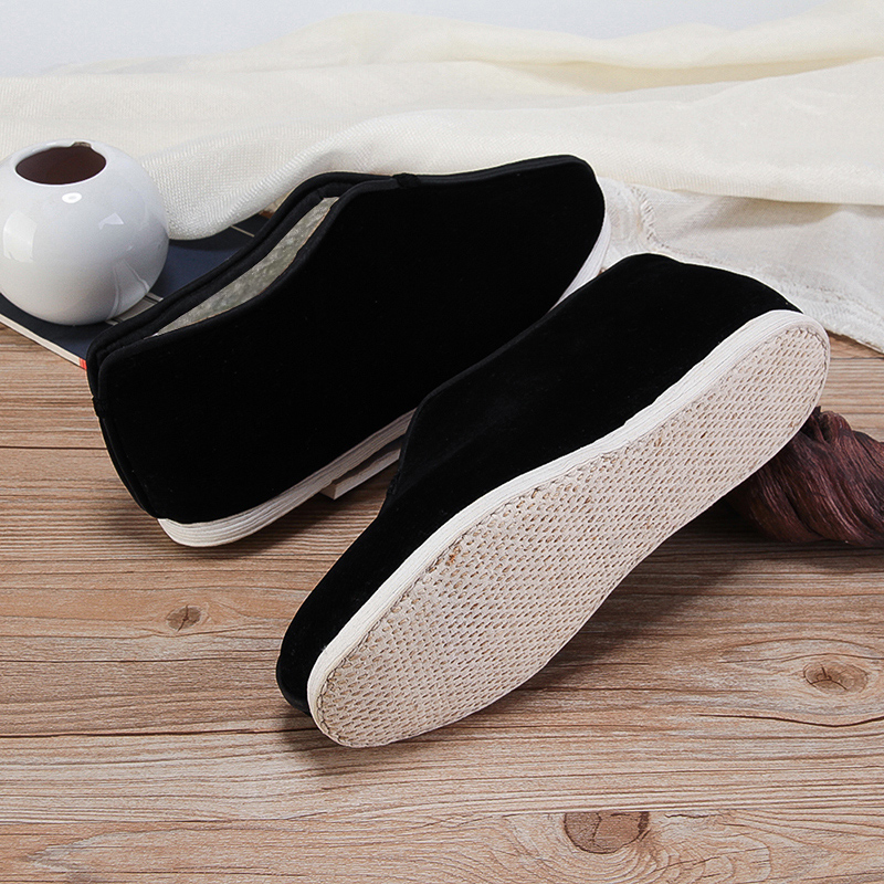 Step Longs for men Winter middle age Dad Handmade Ground Floor Old Beijing Men's Cashmere Warm Cloth Undercotton Shoes