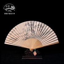 6 inch Indian old mountain sandalwood fan (high autumn picture) Suzhou sandalwood fan factory produced craft fan gift fan