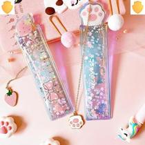 Crystal quicksand ruler Quicksand bookmark ruler with pendant oil scale Painting ruler Girl heart creative student text 