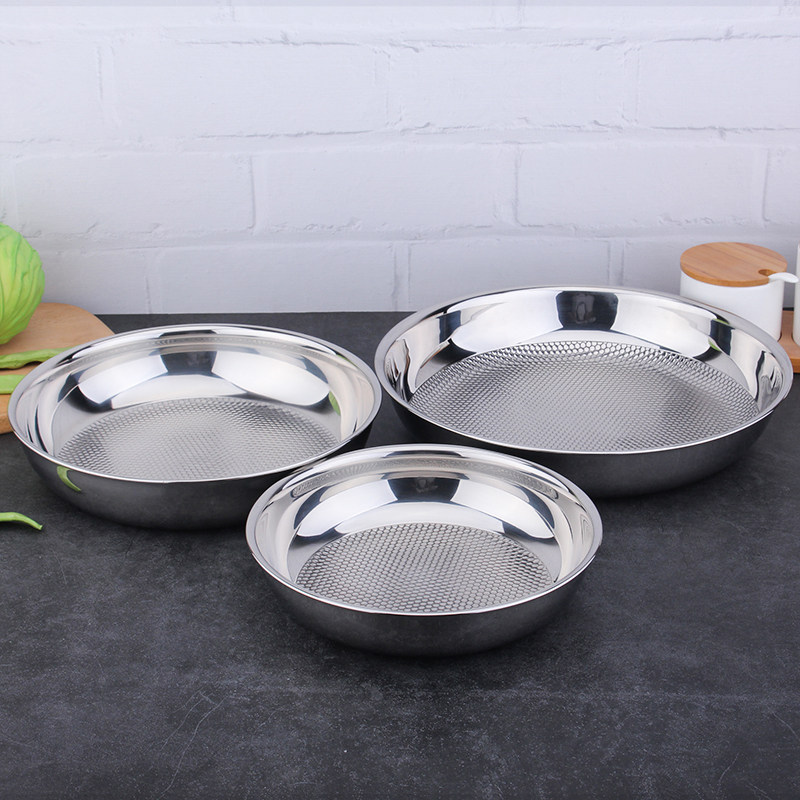 304 stainless steel fish scale plate home three-layer steel disc flat plate tray dinner plate dish plate barbecue plate