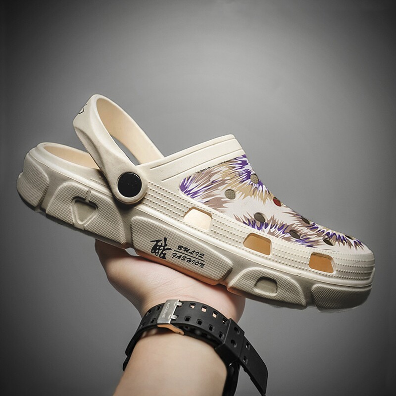 Baotou slippers men's 2022 new summer men's cave shoes personality non-slip soft bottom Korean version 100 hitch cold tug