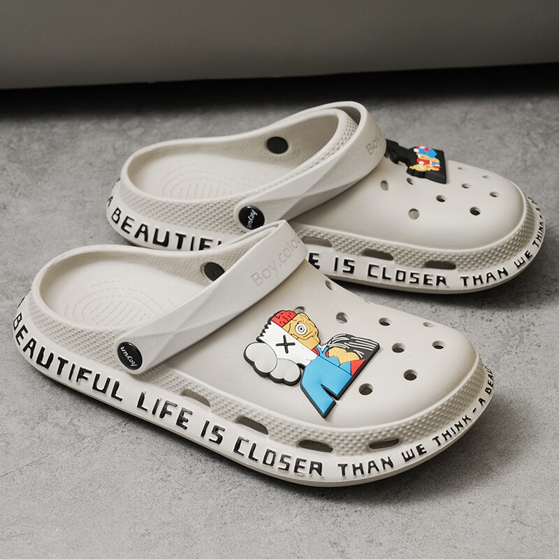 Dongle Shoes Male Non-slip Soft Bottom Summer Han Version Trend Personality Baotou Slippers Fashion outside wearing beach cool slippers outdoor