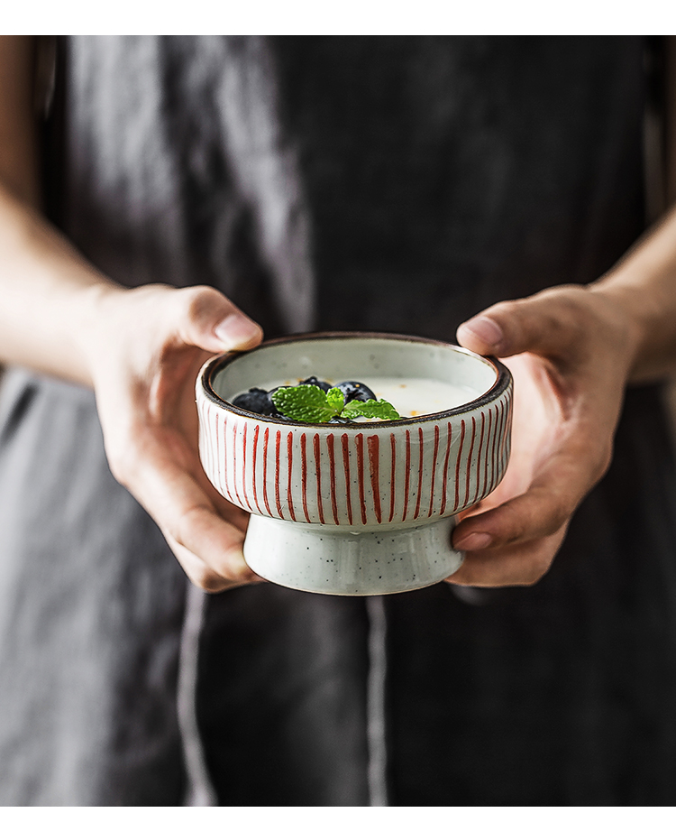 Japanese tall bowl of household ceramic bowl prevent hot thickening ice cream bowl, restoring ancient ways, dip bowl hotel tableware