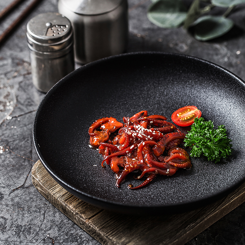 Creative ceramic grind arenaceous black western - style food dish move plate of fruit salad dish household pasta dish deep dish customization