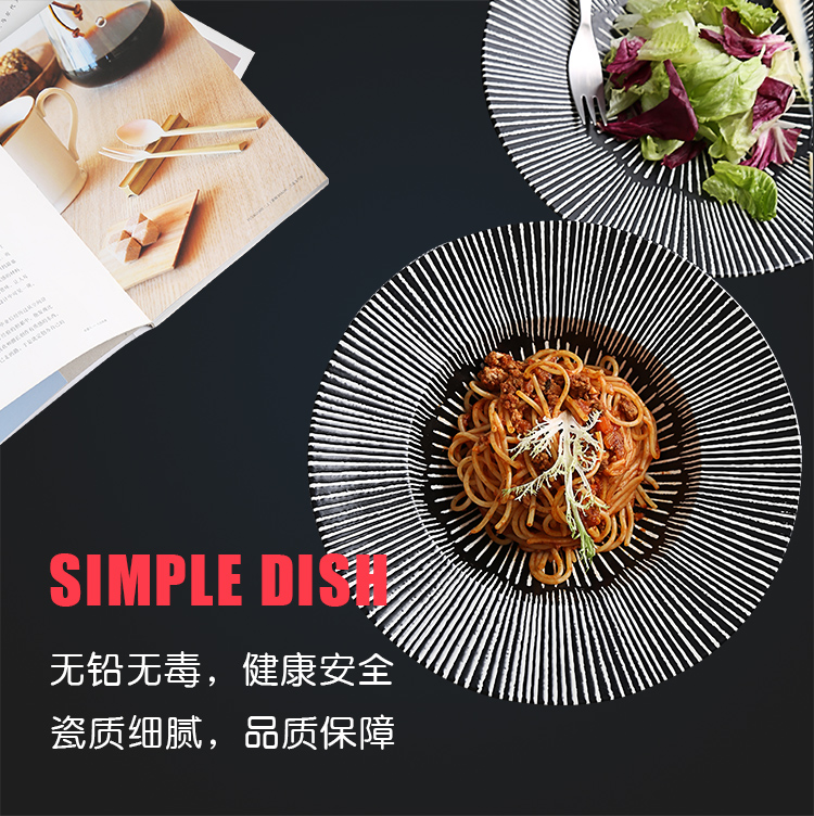 Hotel restaurant club artistic conception, ceramic plate creative food western food steak fusion cuisine dish straw hat plate of pasta dish