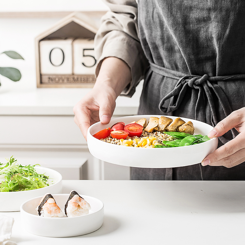 Nordic 0 home deep the pure white ceramic round expressions using of cake all the disc tray is western food plate tableware
