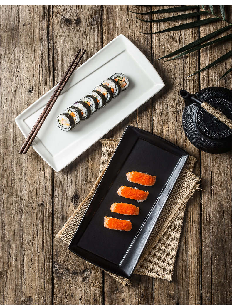 Japanese rectangle ceramic sushi plate household contracted date, western - style food dish fish dish dish plate tableware custom