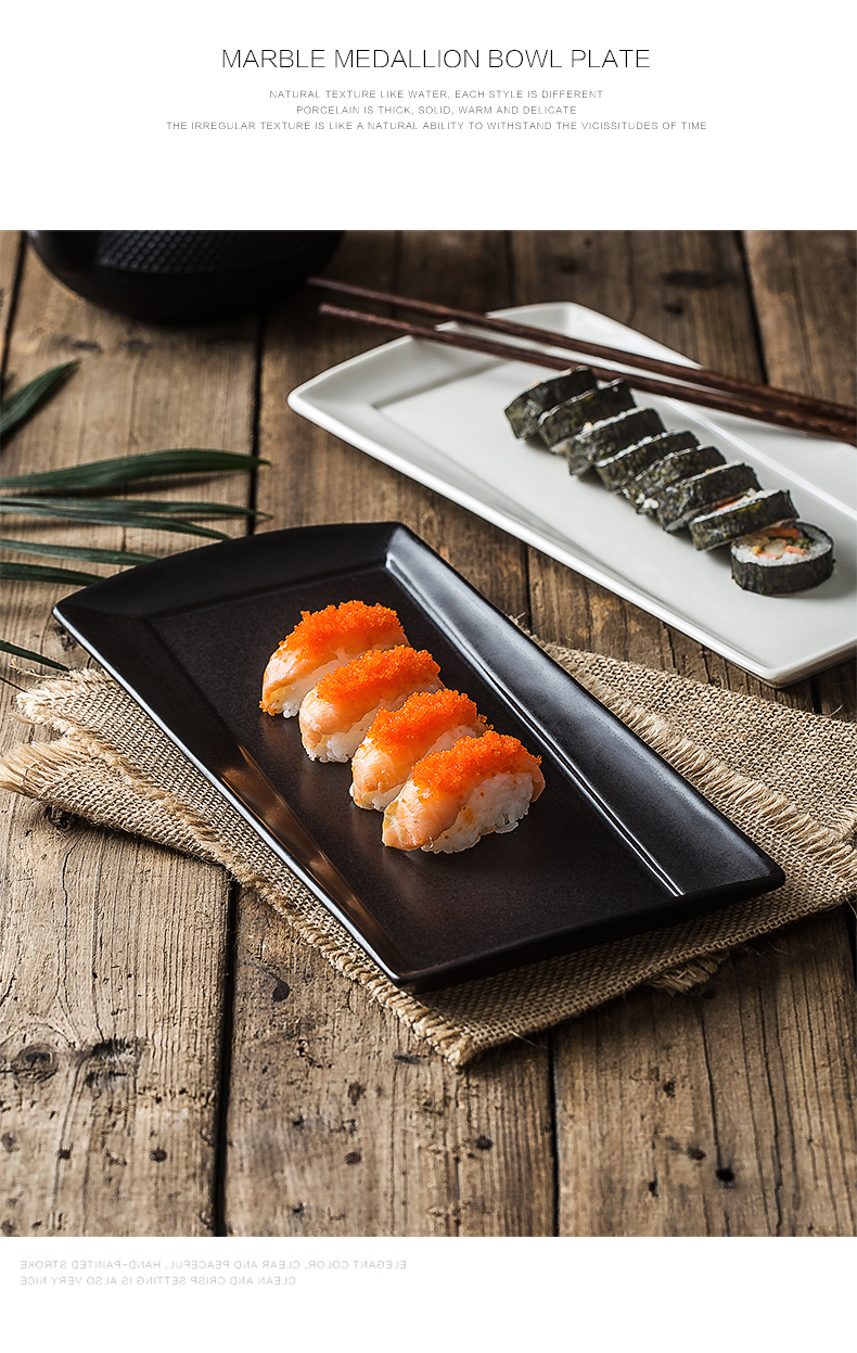 Japanese rectangle ceramic sushi plate household contracted date, western - style food dish fish dish dish plate tableware custom