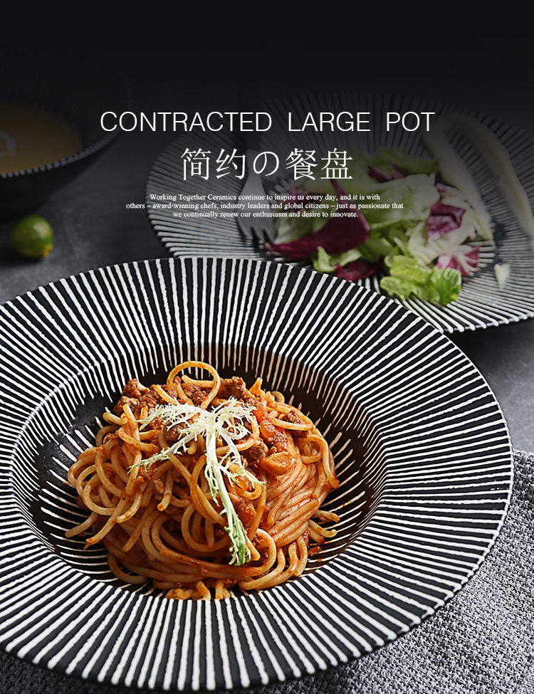 Hotel restaurant club artistic conception, ceramic plate creative food western food steak fusion cuisine dish straw hat plate of pasta dish