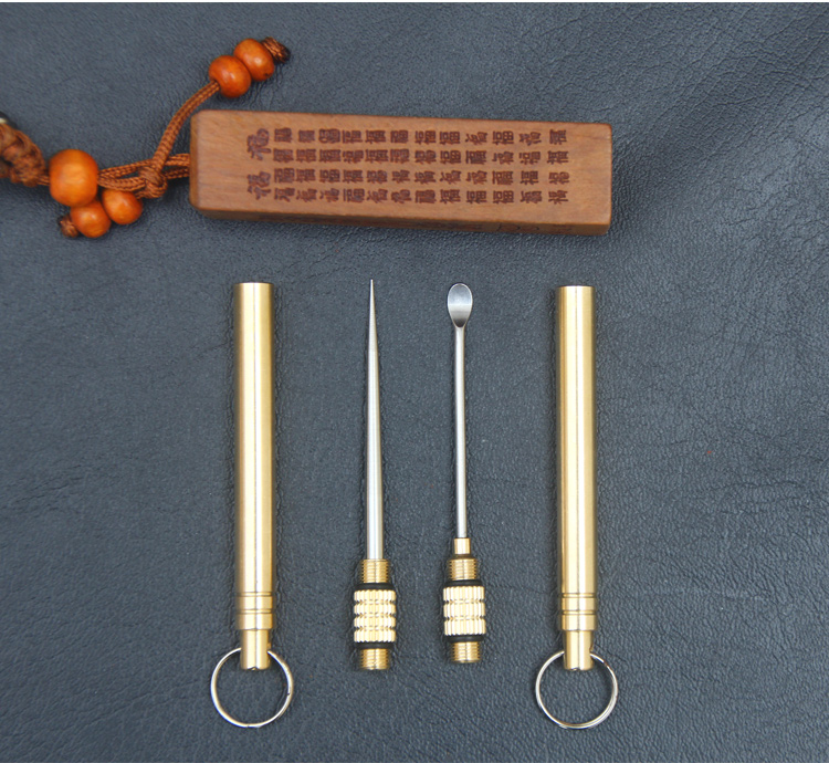 Titanium Alloy Integrated Toothpaste Brass Two-heads Convenient Dental Architecture Multi-functional Fruit Signature Weapon