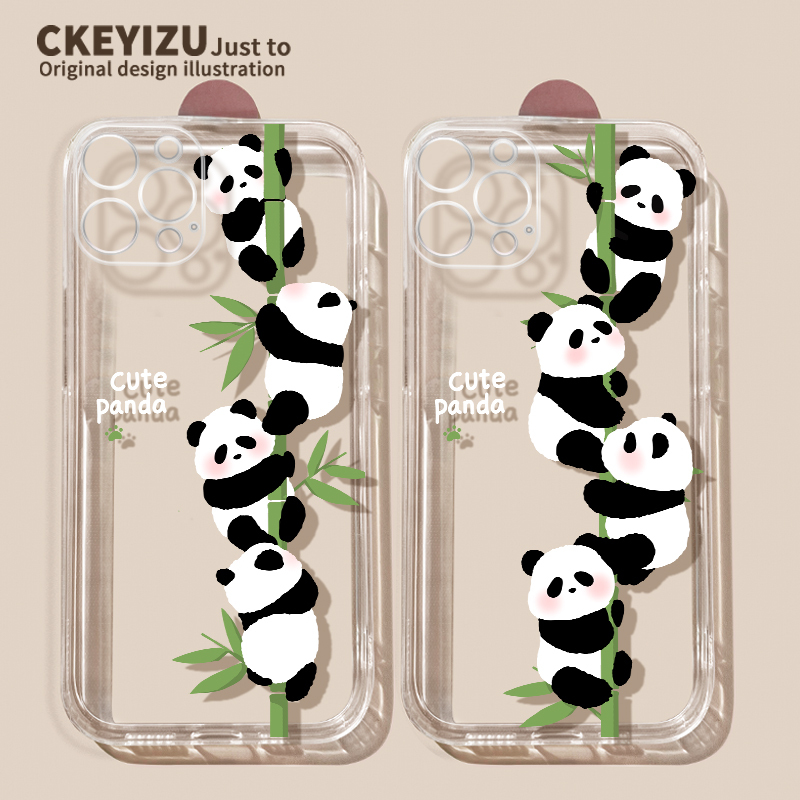 Suitable for Apple 14 Phone Case, New 15 Model iPhone 17 Pro Max Cute Panda 16/14 Plus Full Coverage, iPhone 12 Anti-Drop 11 Pro Soft Silicone XS Max Straight Edge Female 7/8P Transparent 6Sp