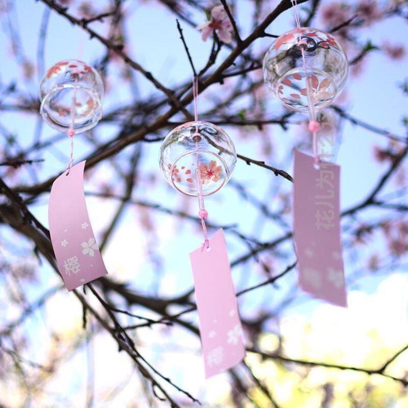 Winter ornaments glass cherry blossom windbell creative bedroom pendants meditation and style hanging accessories for girls Japanese style