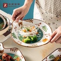 Net red plate creative Japanese hand-painted ceramic baking tray rectangular oven household multifunctional cheese baked rice bowl