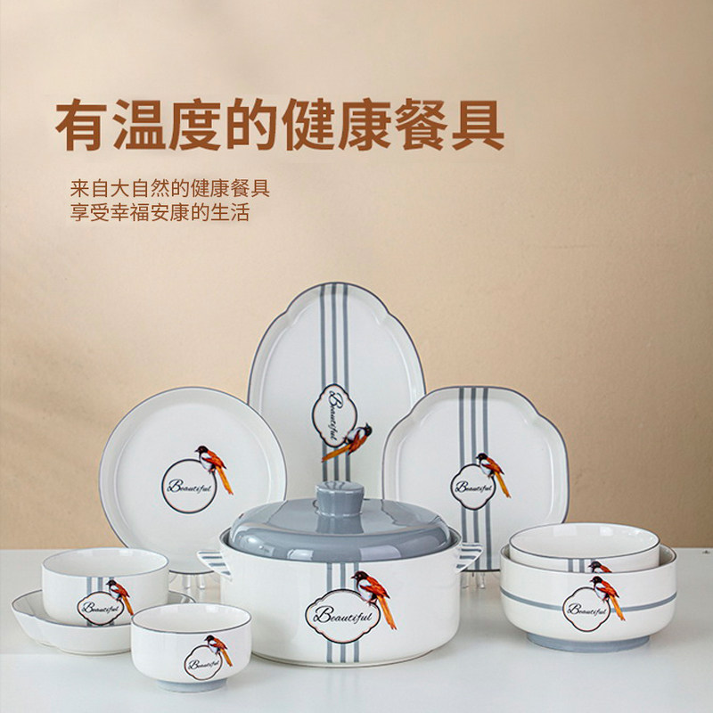 Zenan Ceramic cutlery dishes Dish Suit Home Creative Nordic Wind Bowls Pan Combined Rice Bowl Soup Bowl plate