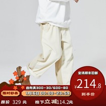 PSO Brand stitching corduroy overalls mens loose straight pants Tide Brand autumn wild casual wide leg pants