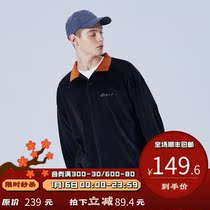 PSO Brand soft texture corduroy fabric long sleeve polo shirt mens Tide Brand color lapel T-shirt Couple wear