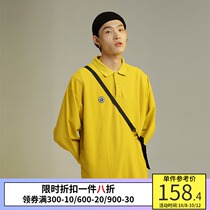 PSO Brand tide card ins yellow green Black three color POLO long sleeve loose couple lapel bottom T-shirt men