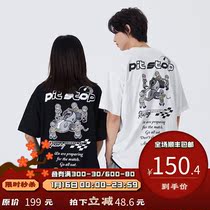 PSO Brand racing element print short sleeve men 2021 New American vintage street fashion Brand couple T-shirt