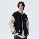 PSOBrand Bear Embroidered PU Leather Baseball Jacket Men's Trendy Couple Jacket Padded Jacket