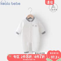 Corra nose and nose baby one-piece clothes autumn winter thickened male and female baby elephant go out to clamp cotton warm khaclothes climbing clothes
