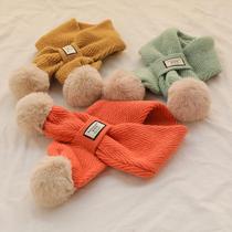 Children's scarf autumn and winter warm boys and girls scarf spring and autumn thin baby collar winter fur ball scarf