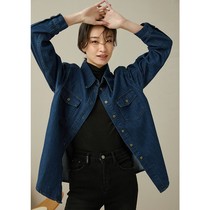 GGDZY dark blue denim shirt woman design sensation small crowdfold wearing female inner lap shirt autumn winter blouse 2021 autumn
