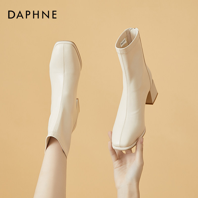 Daphne short boots 2021 new female winter plus suede style Martin boot heels high heel white slim boot child