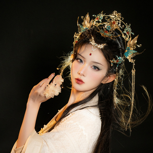 清月鹿鸣洛神仙女古风圣母发冠花钿眉心坠