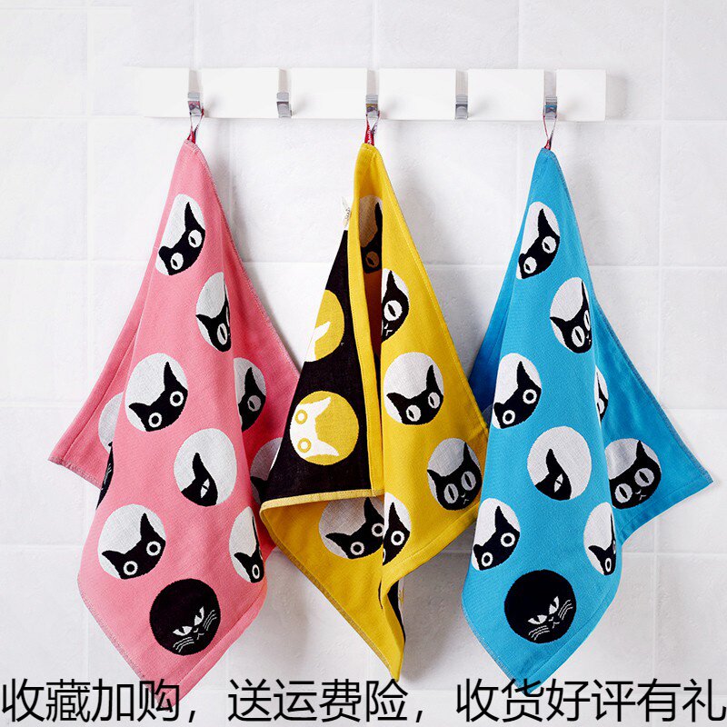 Gauze Towel Pure Cotton Wash face Women Home Water suction Not comfortable with small square towel Zheng Four square wipe towels Hanging Cute